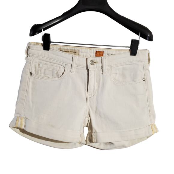 Pilcro and the Letterpress Anthropologie Stet Cuffed White Jean Shorts Womens 26 - Picture 1 of 12